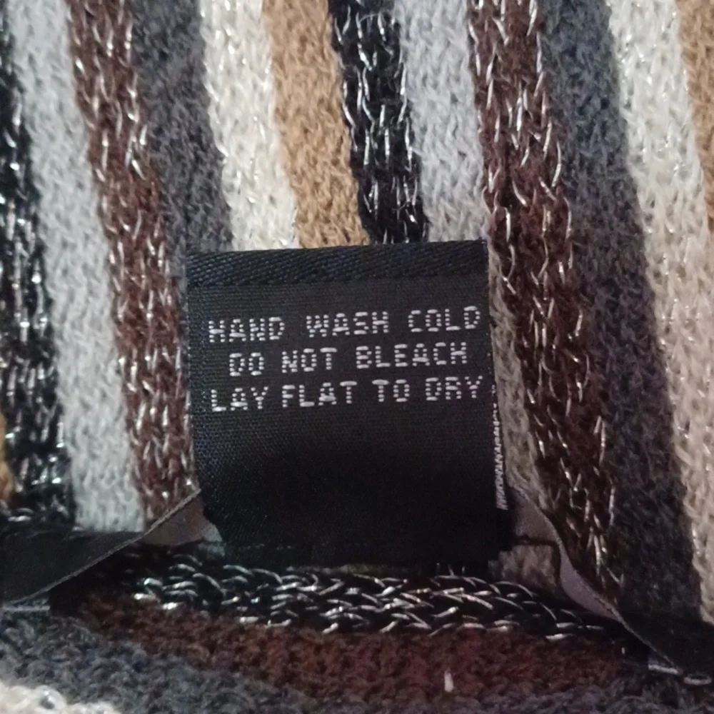 Cejon Earthtone Striped Scarf With Fringe And Sparkle